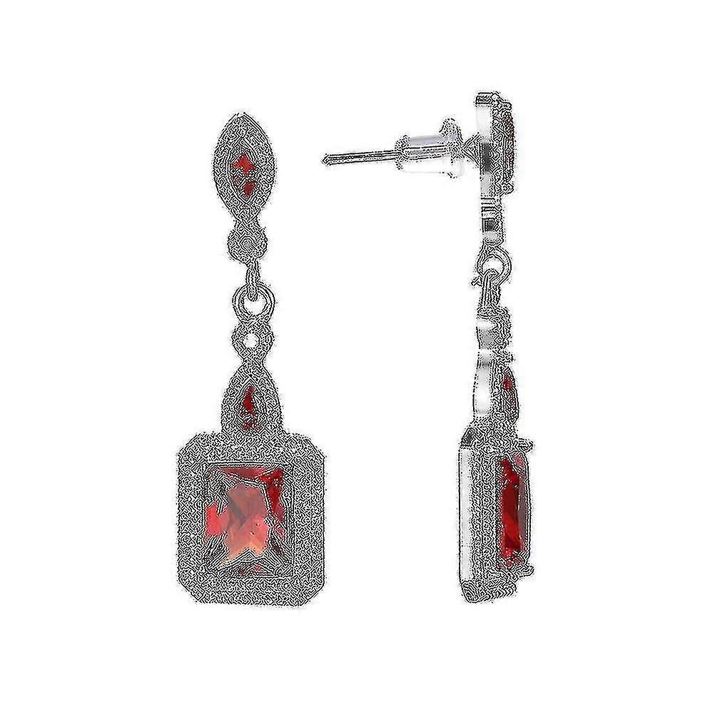 Long Ear Studs Pear Red Zircon Earrings For Festivals