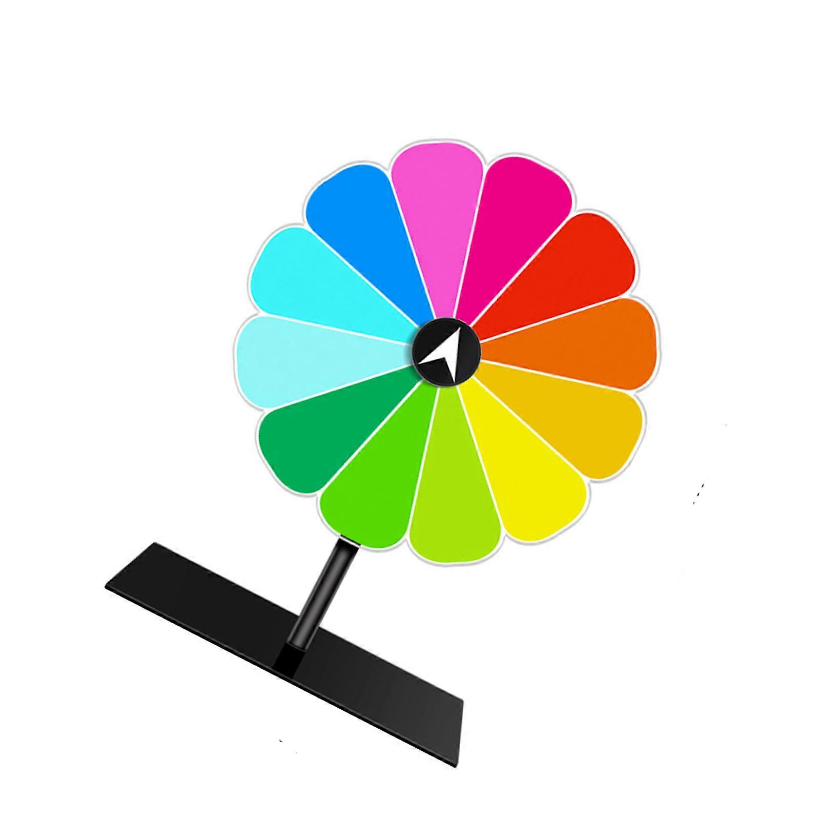 12 Color Clots Prize Wheel 10.6Inch Plastic Rotating Wheel with Removable Stand for Birthday Wedding Classroom Event Multicolor