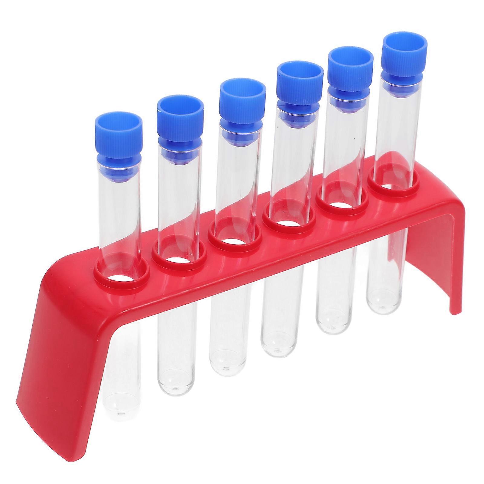 Scientific Experiment Set Plastic Test Tubes for Labs with 6Pcs Holder
