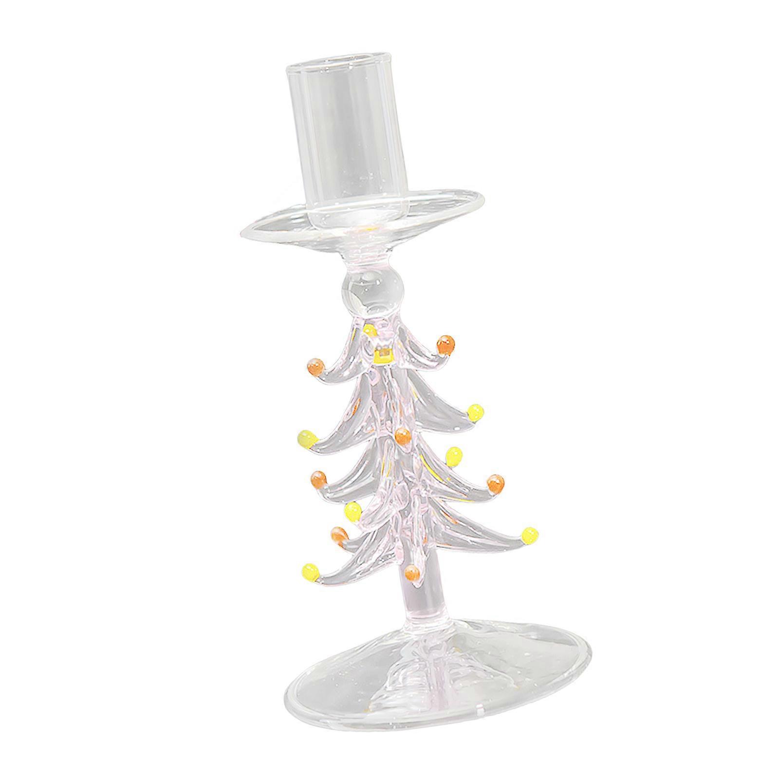 Handblown Glass Candle Possessors Christmas Tree Shape Artistic Highlight Permanent Fast seal Holiday Tablescapes and Wrap Displays  M