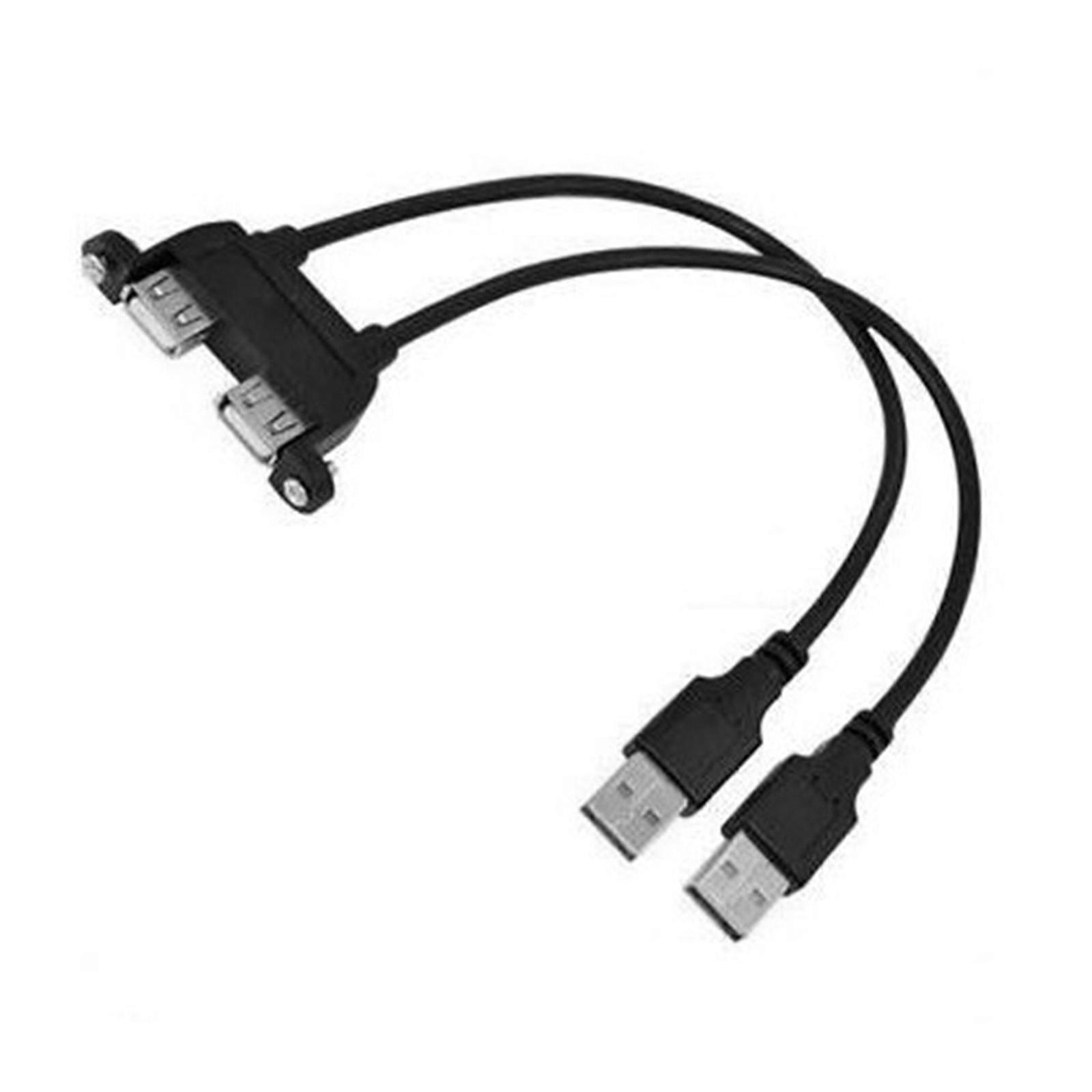 USB2.0 Splitter Double Female to Male Splitter Power Cord Extension Adapter Cable With Screw Hole for Laptop Computer Multicolor