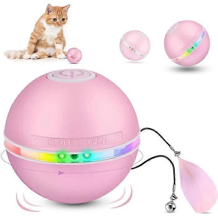 Interactive Cat Toy Balls for Cats with LED Lights, 360 Degree Auto-Rotating, USB Charging, for Pets Dog