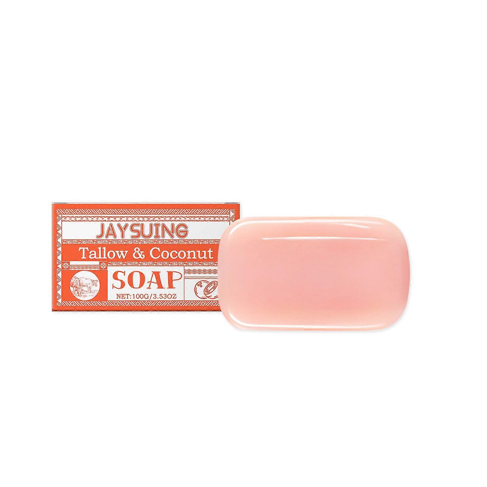Jaysuing Tallow Coconut Oil Cleansing Soap, Gentle Formula Soothing Bath Cleansing Moisturizing Soap