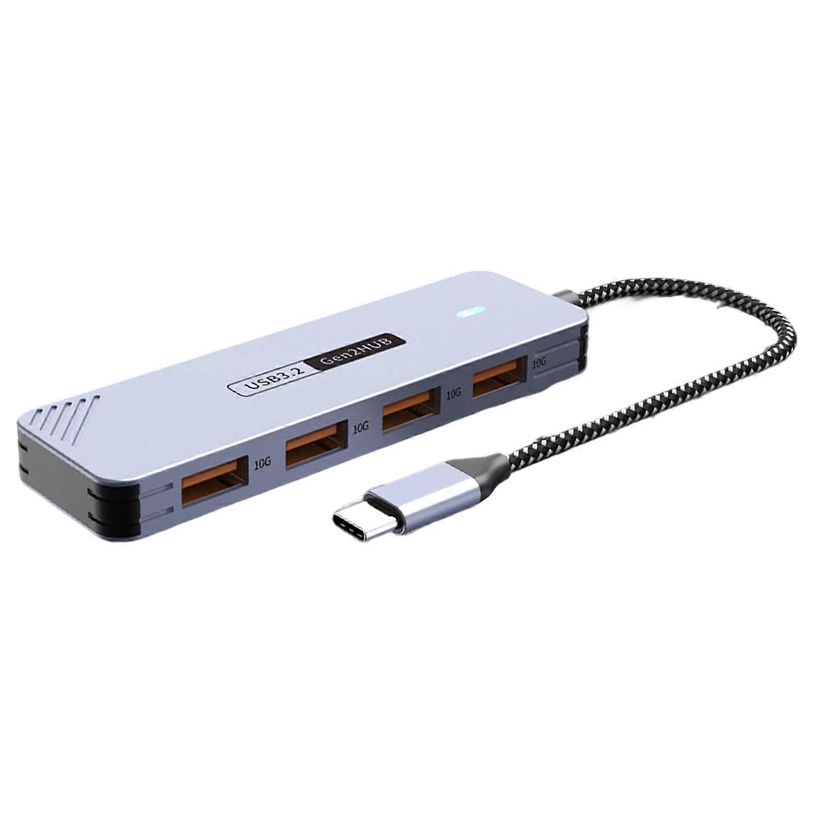 10Gbps USB C Hubs 4Port Aluminum Alloy USB Expander USB 3.2 Data Transfer Splitter for Computer Phone External Drive Multicolor