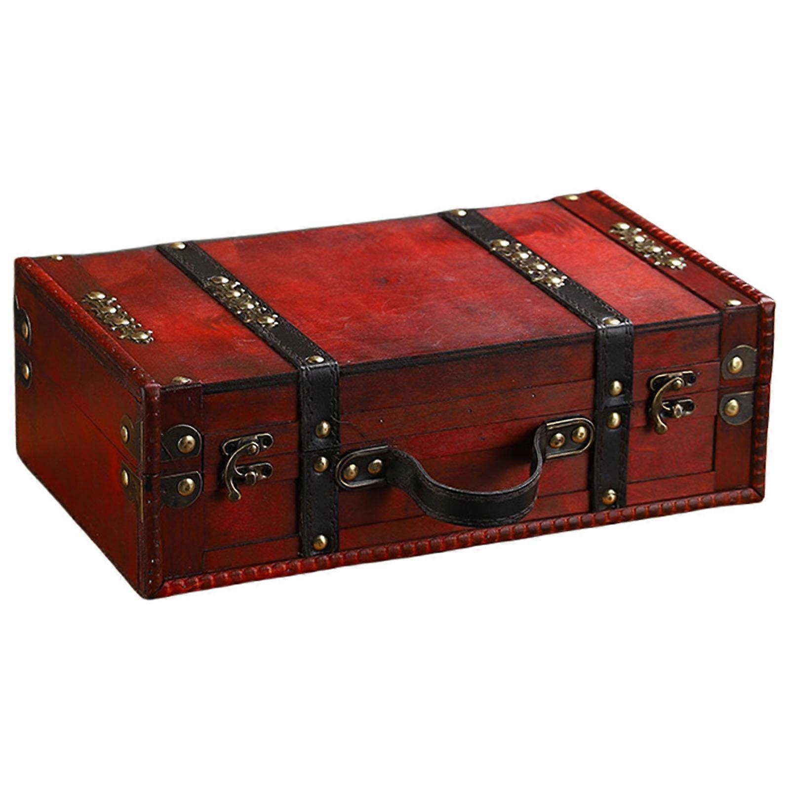 Boîte de rangement en bois robuste de styles rétro pratique pour les bijoux et les petits objets avec artisanat et charme élégant rouge