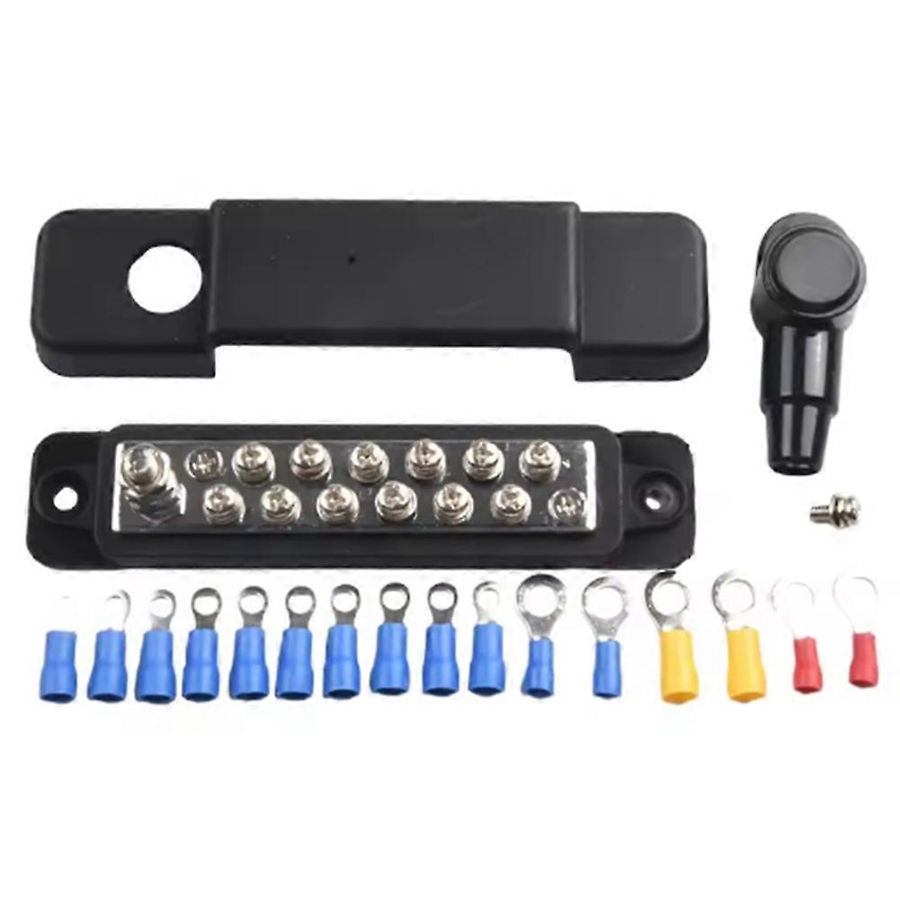 12 Point Battery Power Distribution Block Bus Bar Positive Negative 48V 150A Power Distribution Block Termianl Black