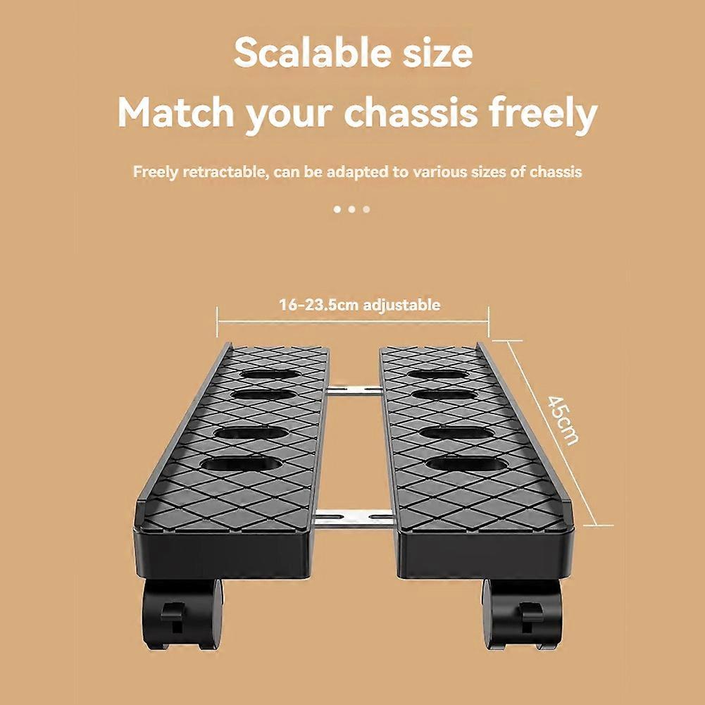 Adjustable Mobile PC Tower Stand - Telescopic CPU Holder with Rolling Casters, Desktop Computer Cart White