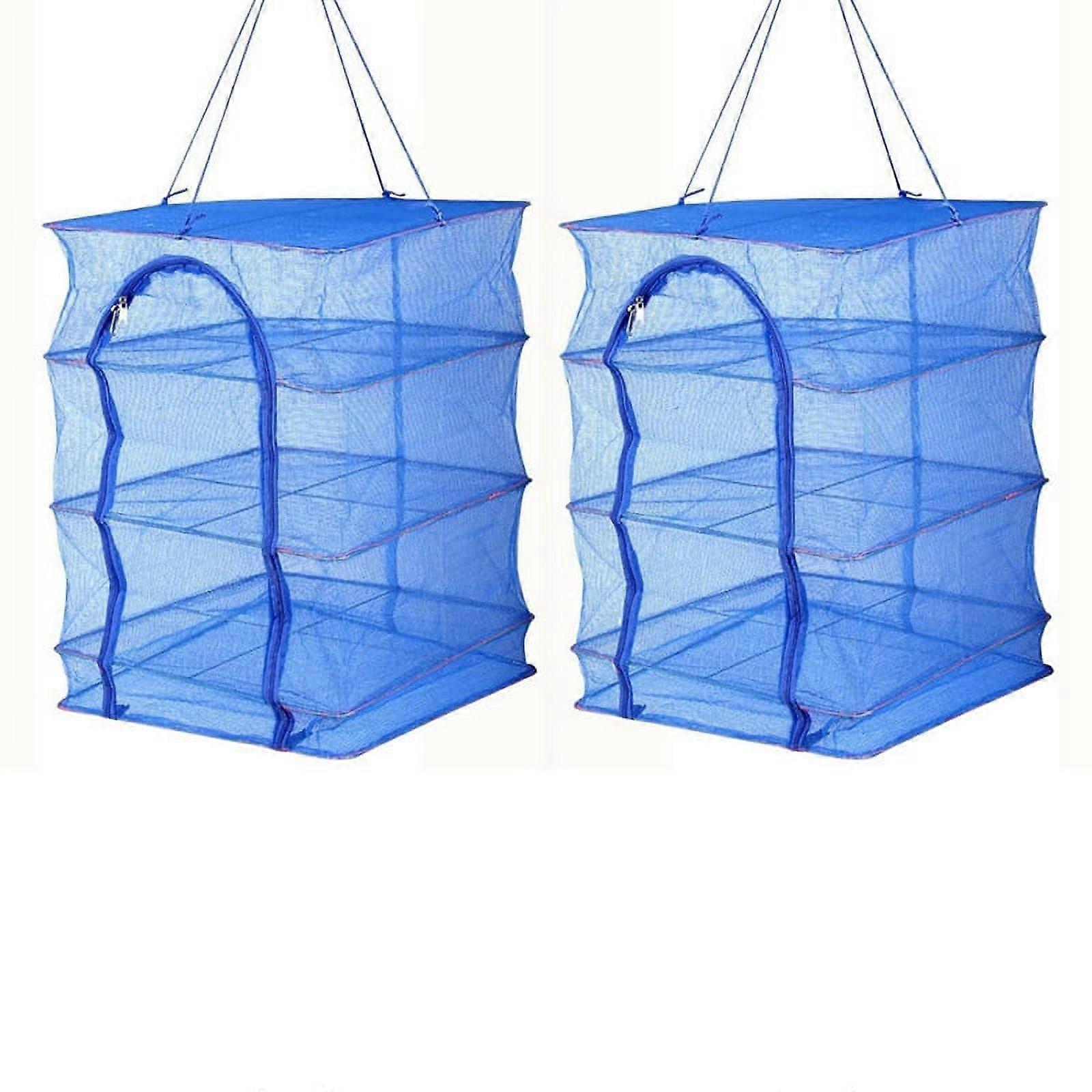 2Pcs Foldable 4 Layers Drying Rack for Vegetable Fish Dishes Mesh Hanging Drying Net Hanging ,Natural Way to Dry Food