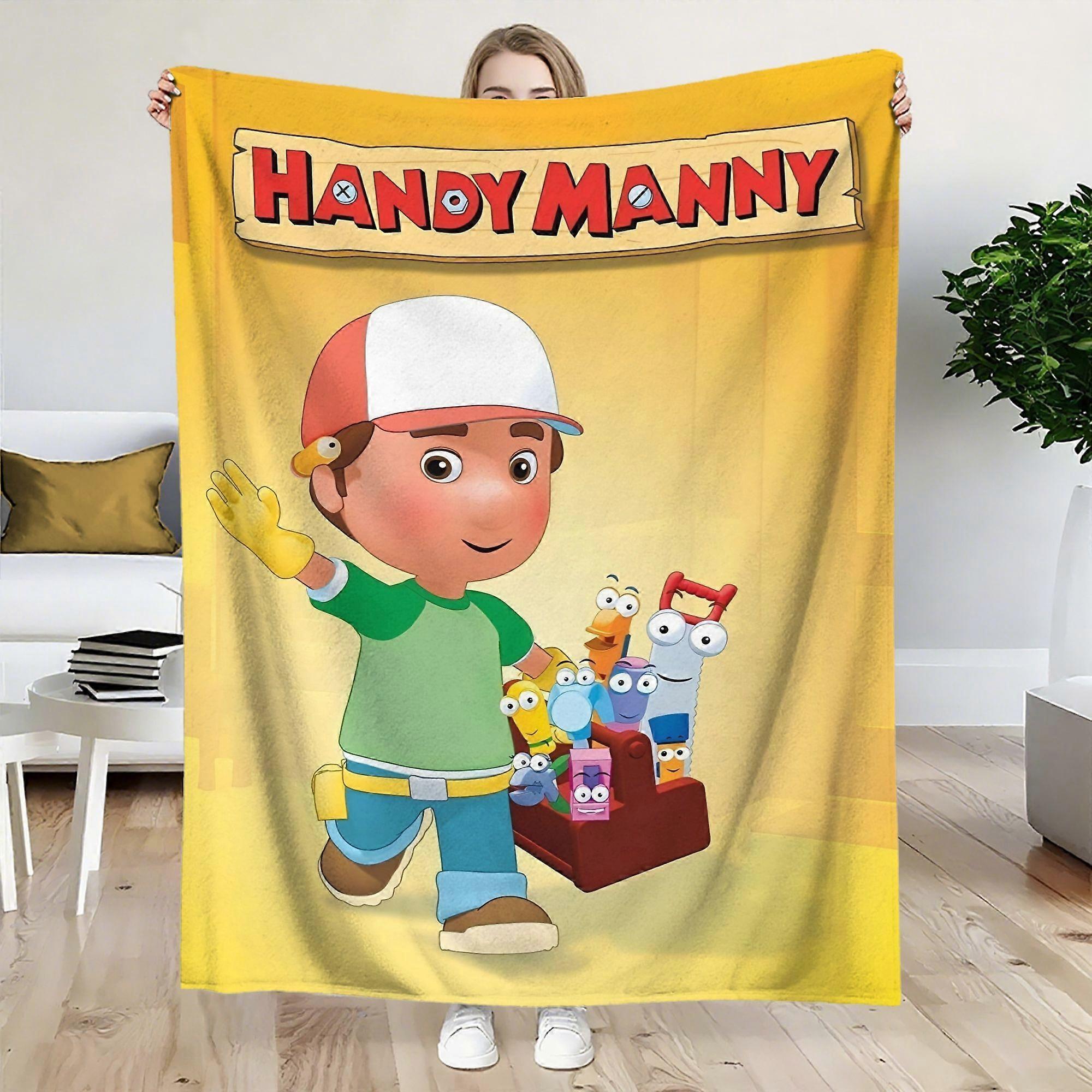 Handy Manny Waves with His Tool Friends In A Toolbox Flannel Blanket - Bold and Charming Style, All-Season Use, Mixed Co-POIUY100
