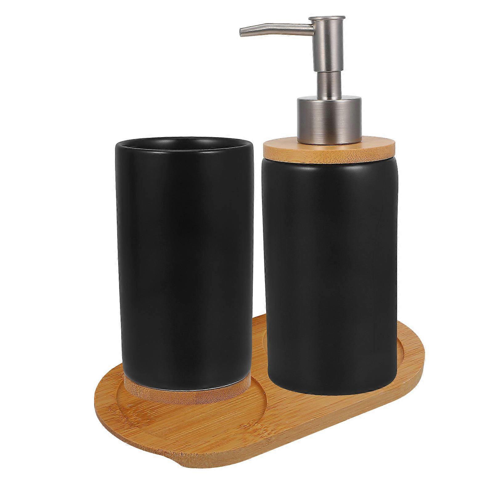 Ceramic Bathroom Accessories Set with Toothbrush Holder for Storage 1Set Black