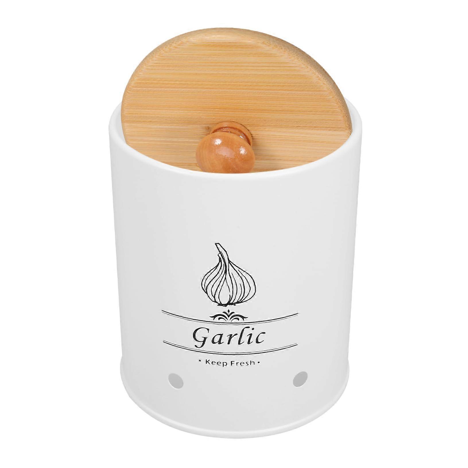 Garlic Storage Container with Lid, Durable Metal Garlic Keeper for Fresh Garlic and Ginger Kitchen Countertop