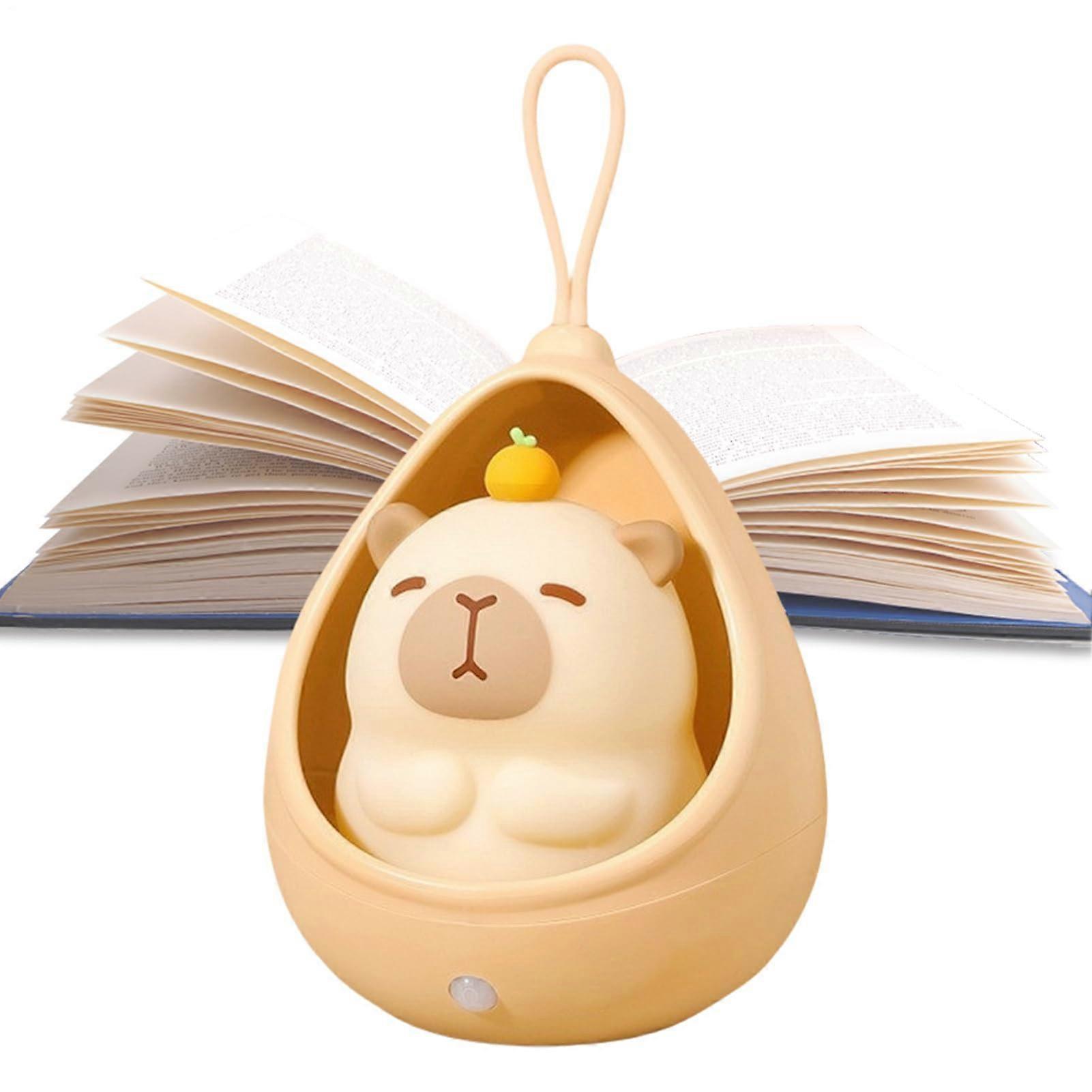 Squish Lamp Toy Rechargeable Silicone Night Light 1200mAh AutoSensing LED Capybara Design For Nursery, Toddler Bedside