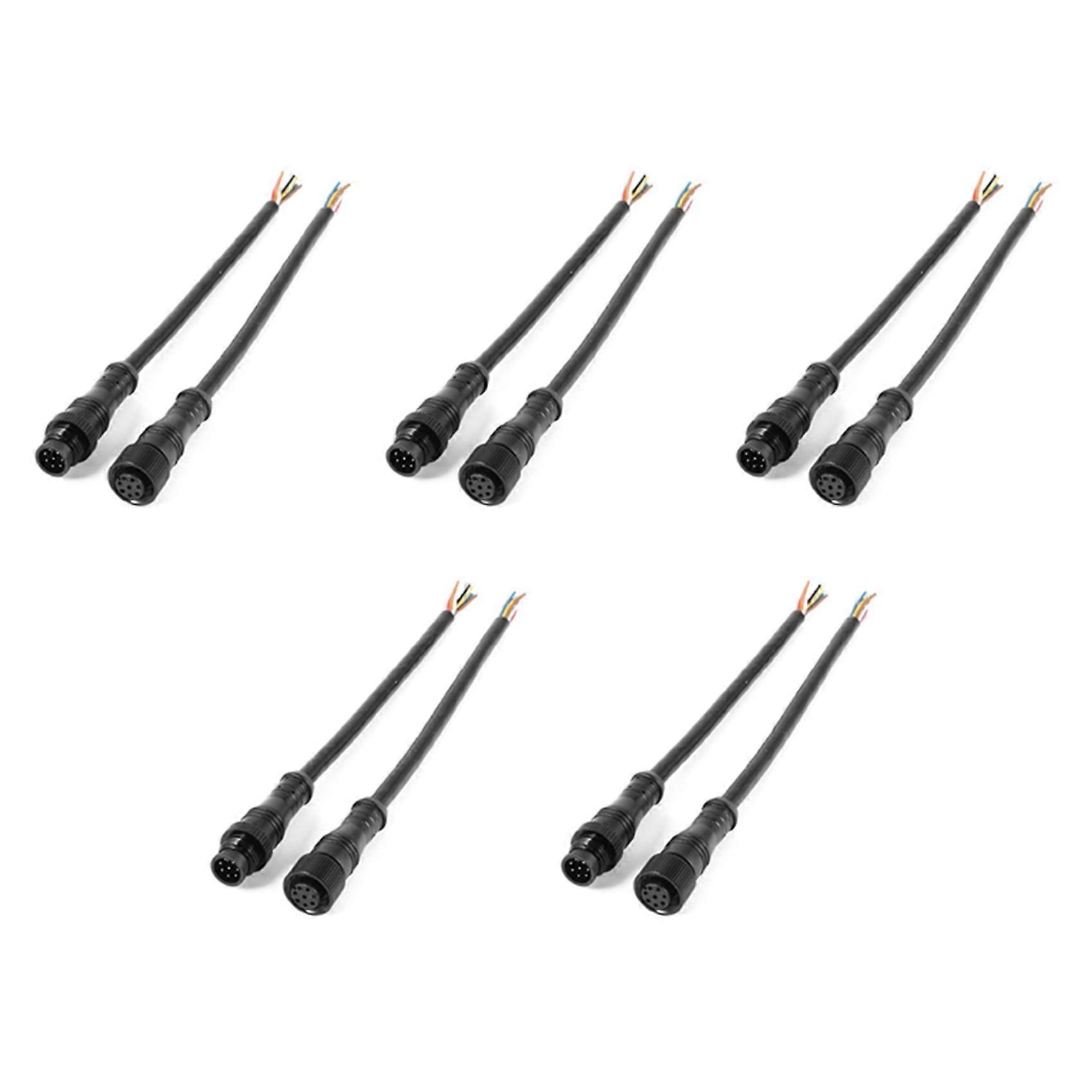 5X 8 Pin M/F Plug Waterproof Connector Cable Black
