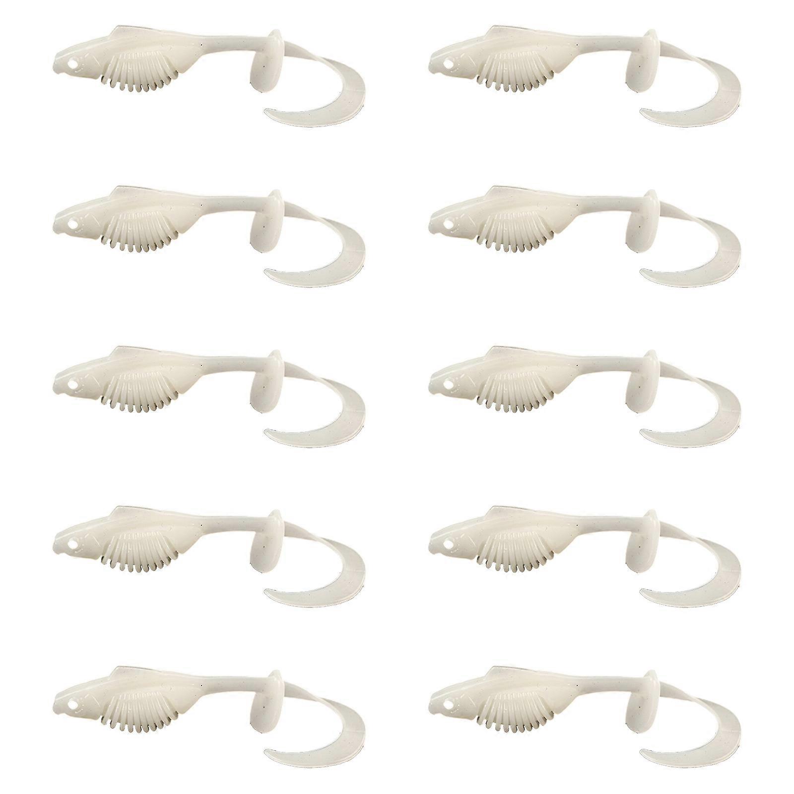 Pack of 10 Multifunctional Fishing Baits Combining Double Swimming Action and Durability for Perch Enthusiasts  White