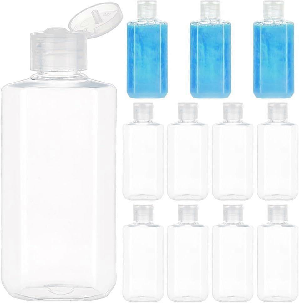 12Pcs 3Oz/100ml Plastic Shampoo Bottle with Flip Cap Clear Empty Hand Sanitizer Bottles Plastic Refillable Bottles for Shampoo Body Soap Toner and Lot
