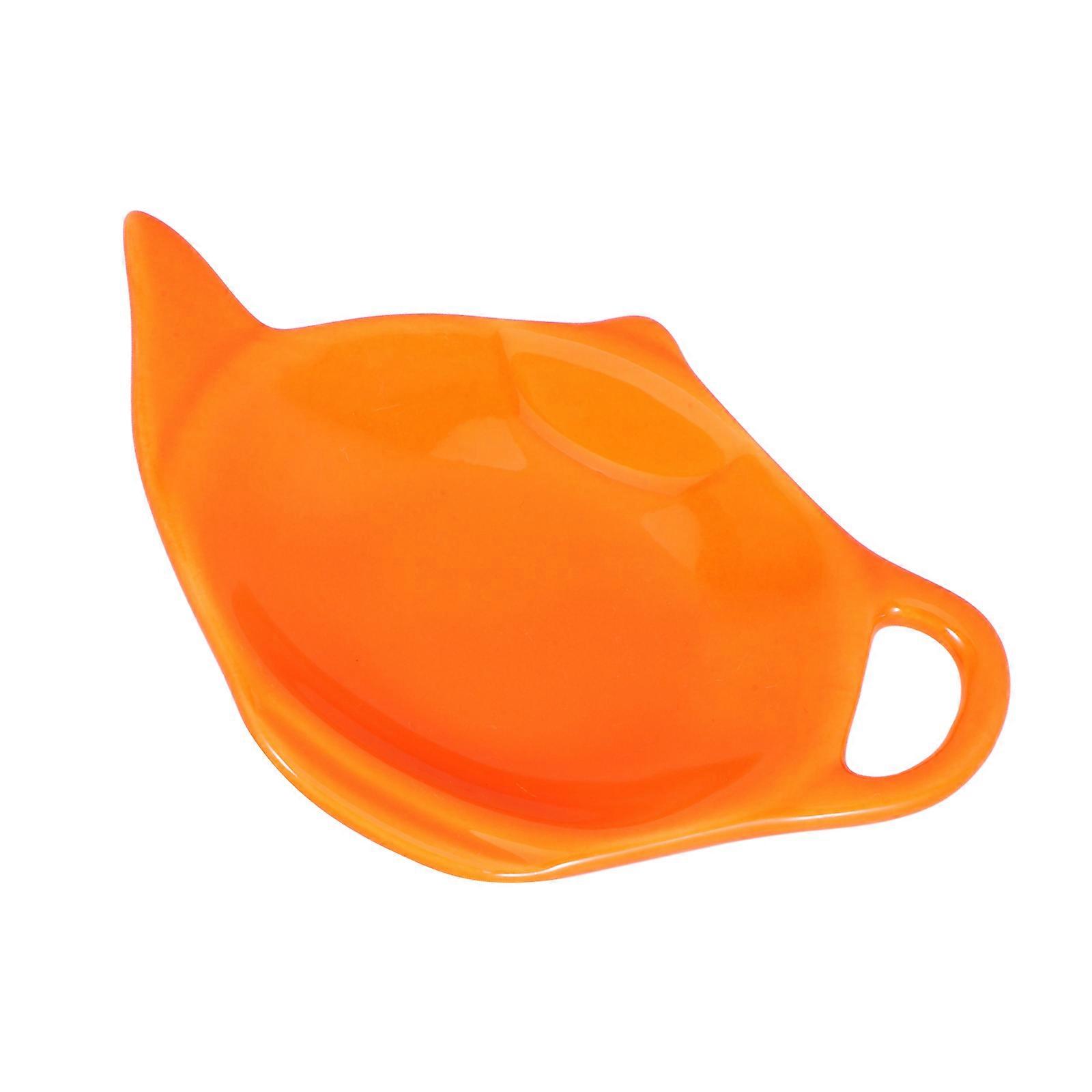 Ceramic Tea Bag Rest Teapot-Shaped Holder for Orange Dish
