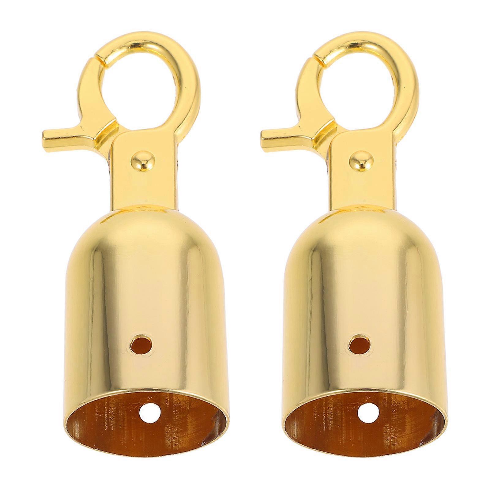 Golden Barrier Hook Rope End Caps Handrail Rope Locks for Queue 2Pcs Zinc Alloy