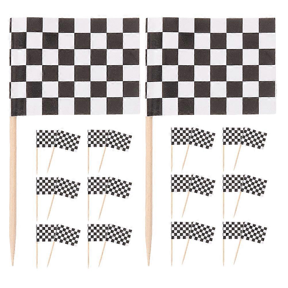 Mini Checkered Racing Flag Cupcake Toppers for Decorations 600Pcs Set