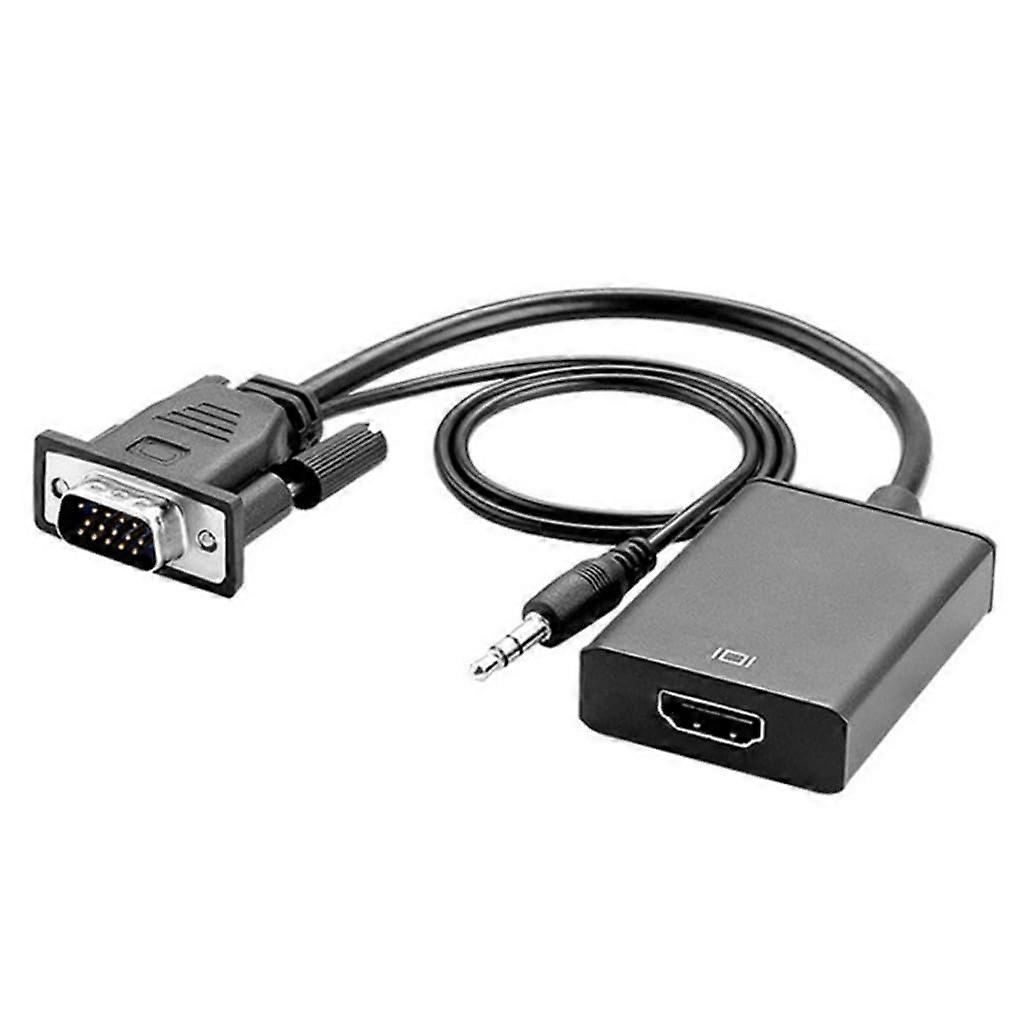 VGA to HDMI Adapter with 3.5mm Audio 1080P HD Output for Laptop to TV Monitor Connection