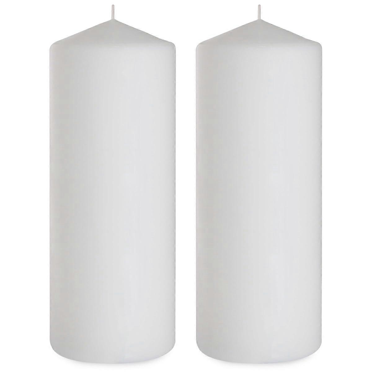 Set of 2 Unscented White Pillar Candles 3x8 Inch, Dripless Long Burning 90 Hour for Home or Emergency