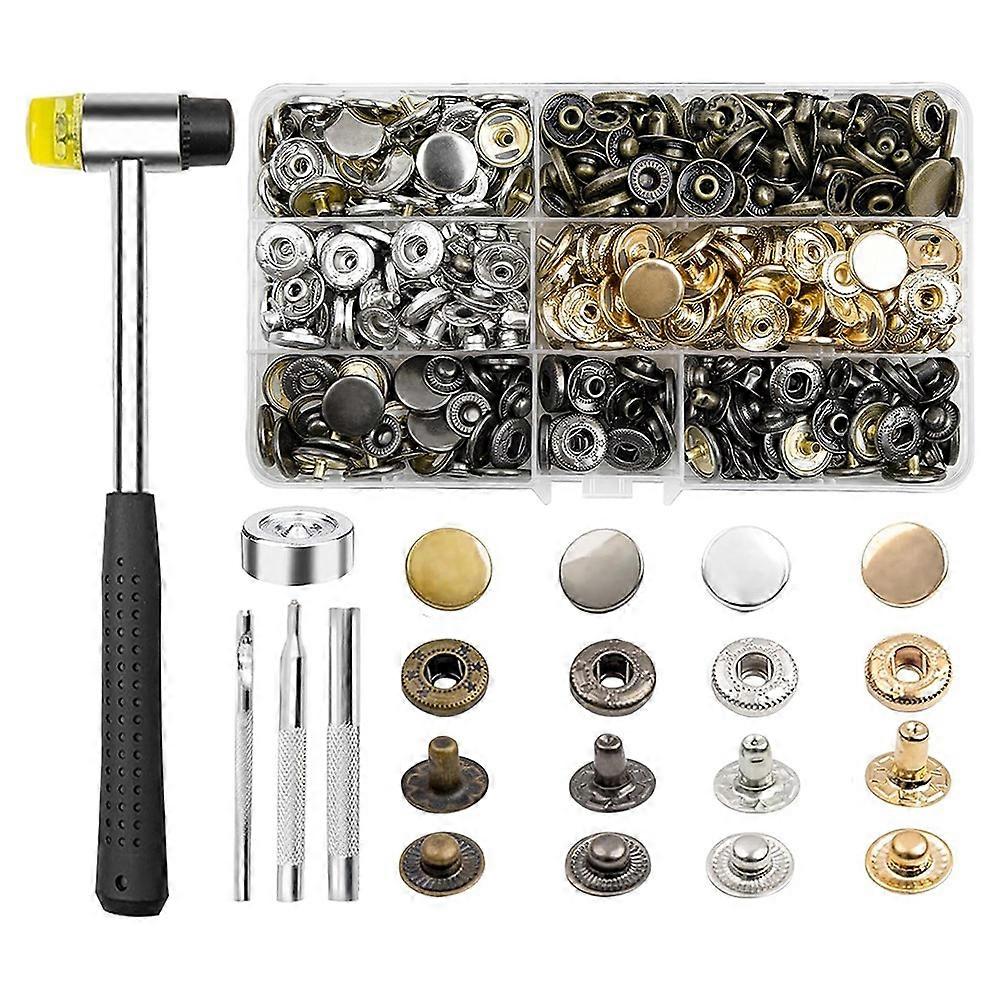 120 Sets 15mm Metal Snap Buttons Kit