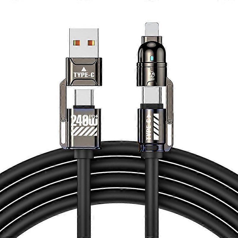 USB C 4-in-1 Type C Cable 240W Super Fast Charging Multiple Functions For iPhone Samsung Xiaomi Huawei iPad Tablet Mobile Phone