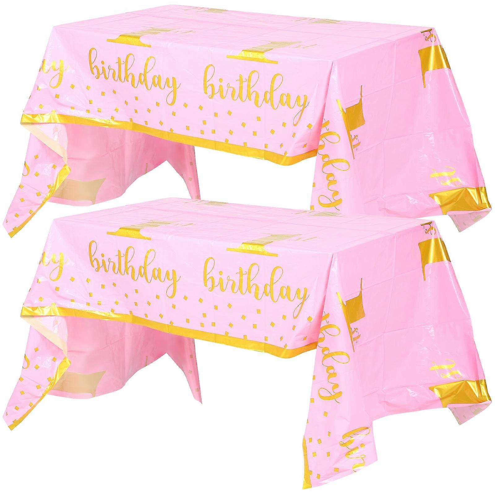 Rectangle Party Tablecloth for Birthday Occasion 10Pcs Pink Covers