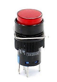16mm Latching Push Button Switch Red LED AC 220V SPDT 5 Pin Round Cap Panel Mount 3 Pcs