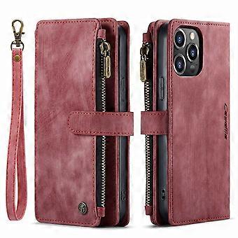 Case For Iphone 13 6.1 Red Leather Card Wallet No1322