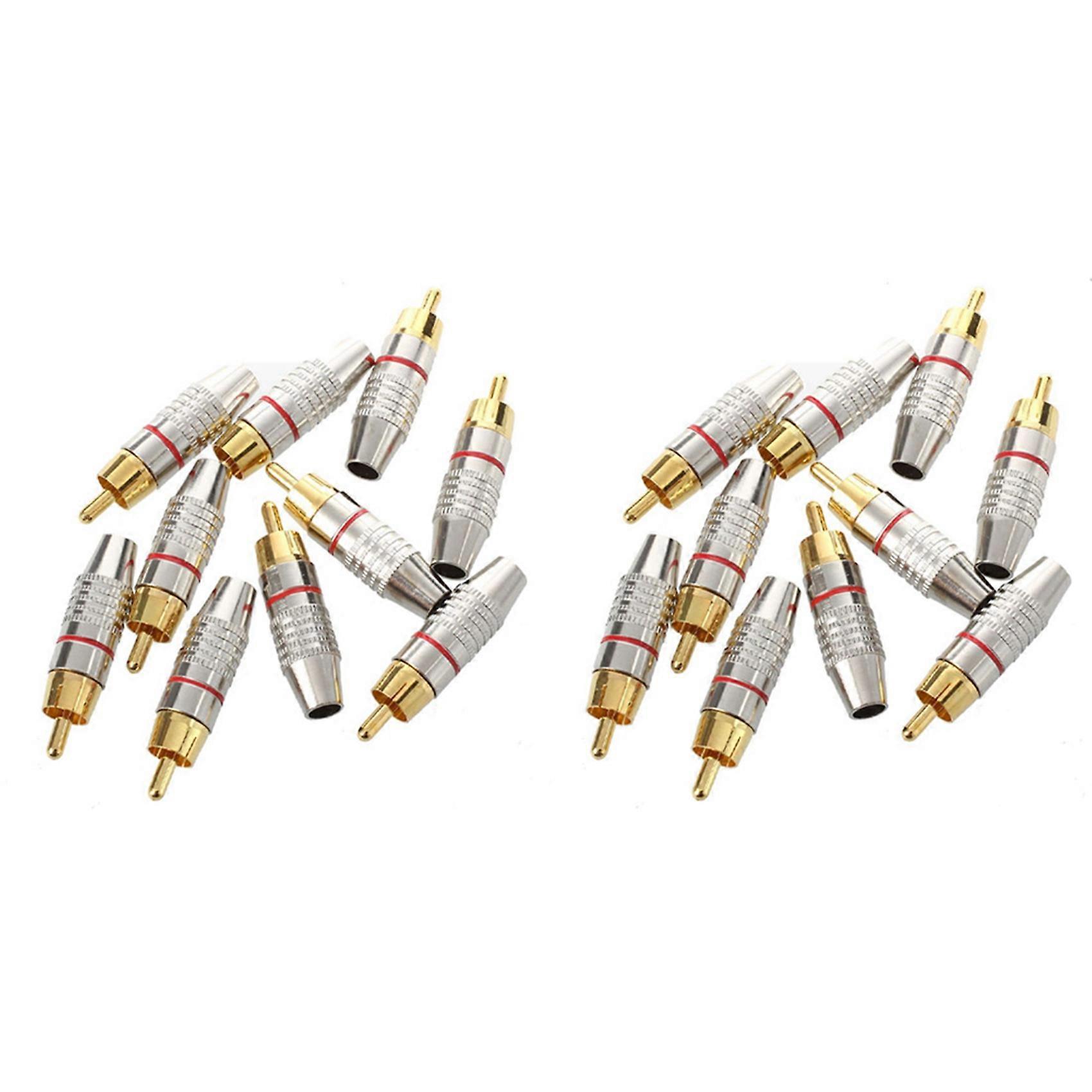 Adapter Audio Coaxial Cable Connector RCA Plug Seamless 40 Pcs