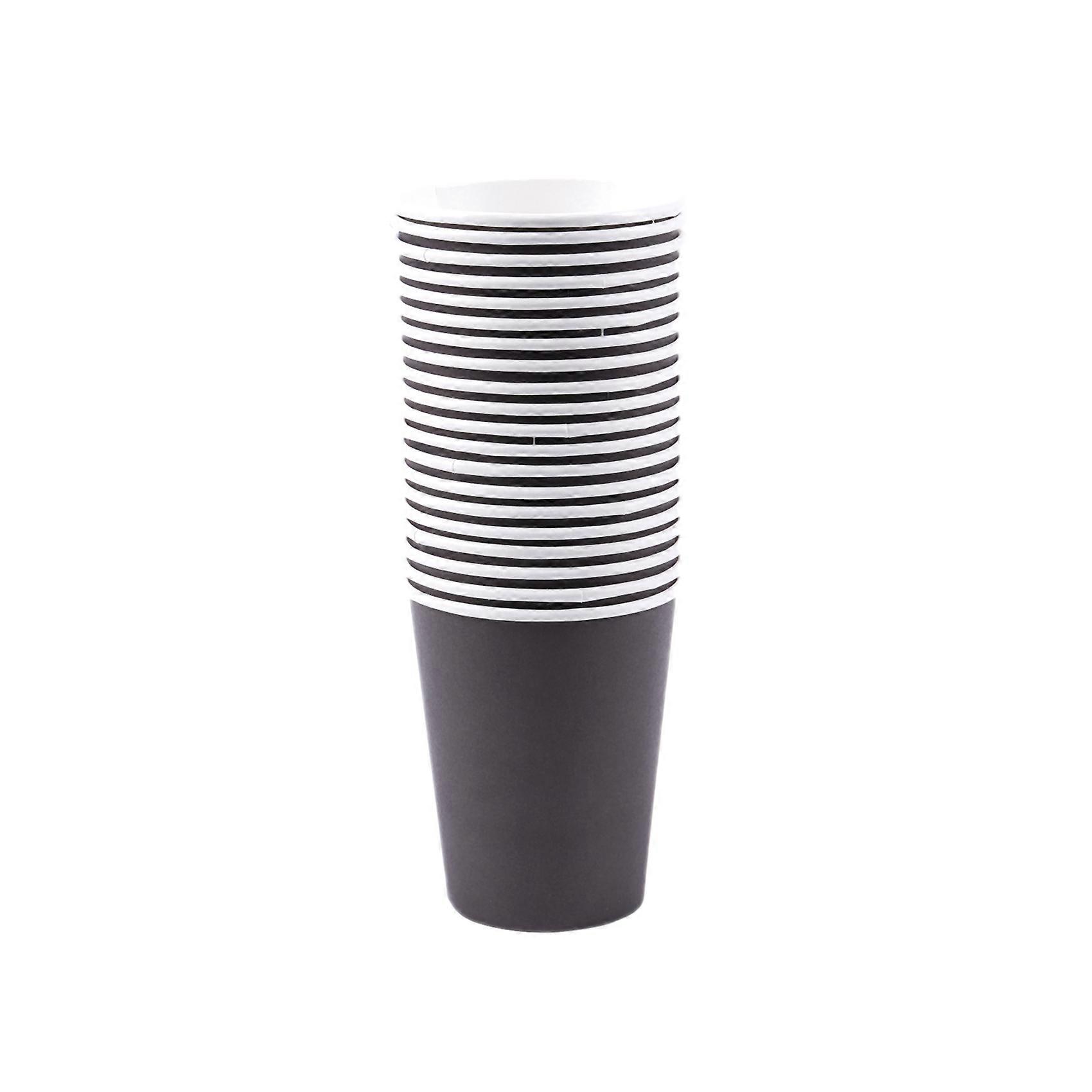 40 Paper Cups (9Oz) - Plain Solid Colours Birthday Party Tableware Catering(Black)