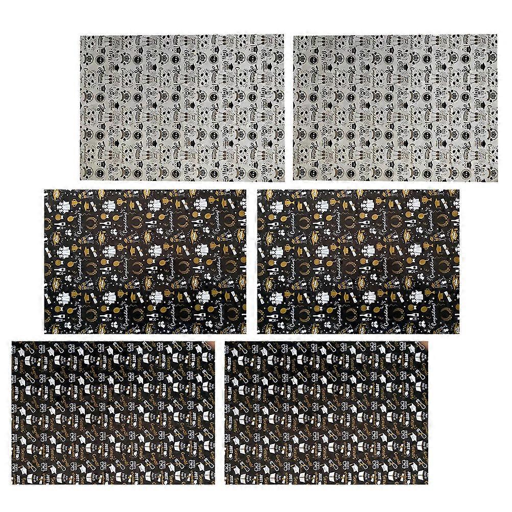 Graduation Wrapping Paper Kraft Material for Decor 6 Sheets Gift Box Wrapper