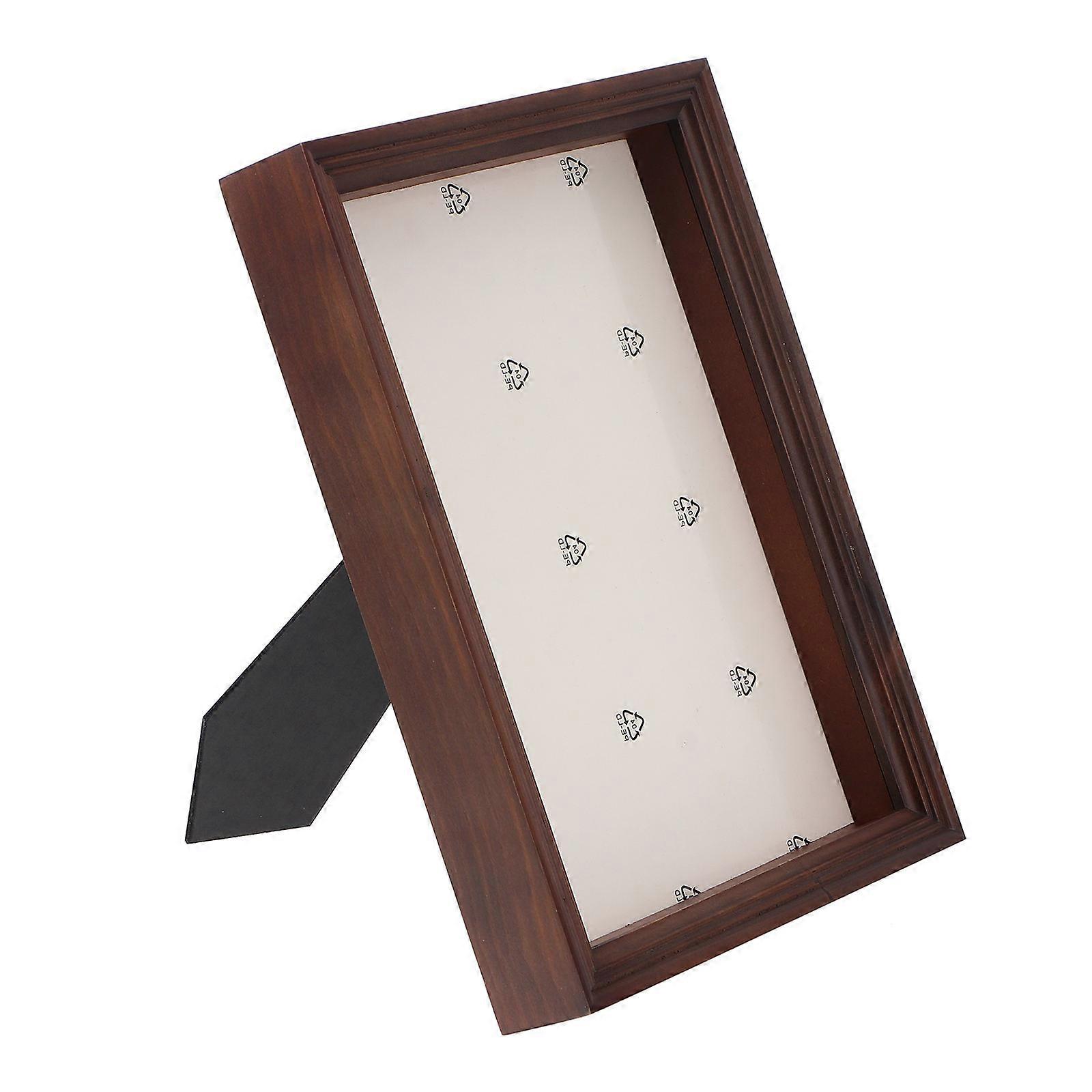 Dried Flower Shadow Box Frame for Decor in Coffee Wood Material A4 Display Case