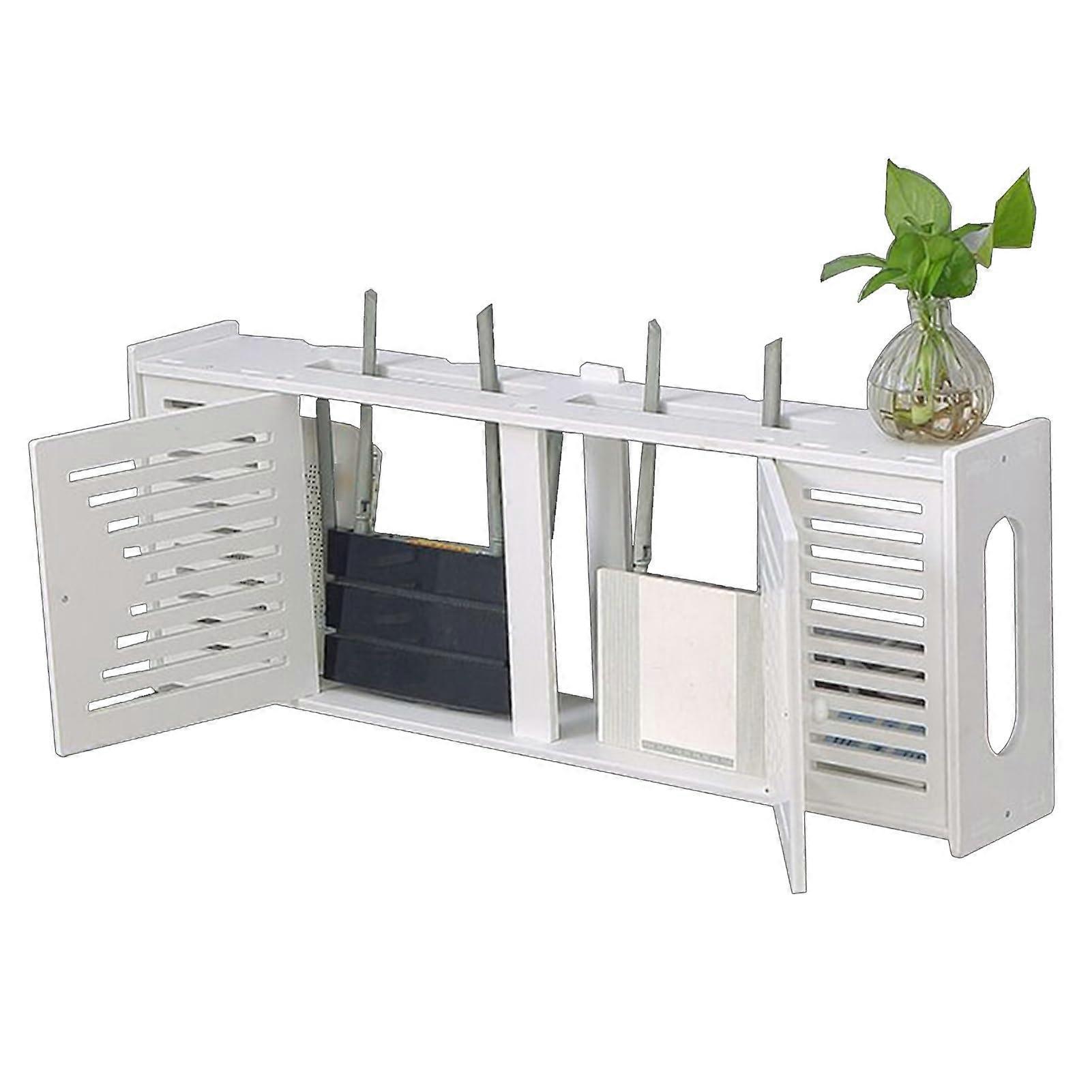 WiFi Router Storage Shelf Wall Mounted Organizer with Cable Management for Modems and Set Boxes
