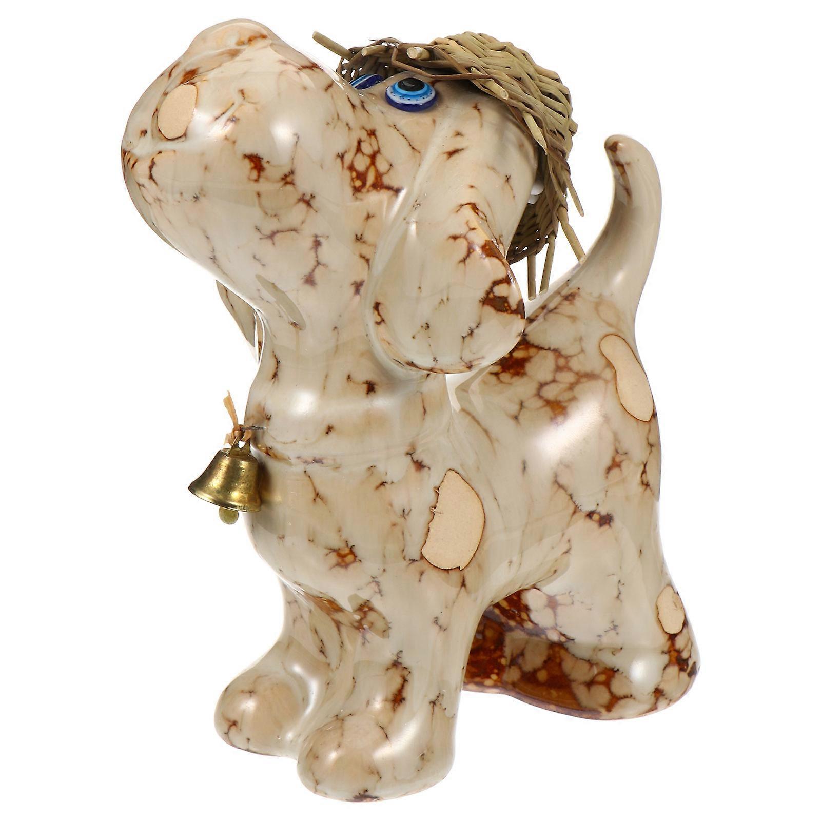 Ceramic Dalmatian Dog Shape Tabletop Ornament Home Decor Assorted Color 1Set