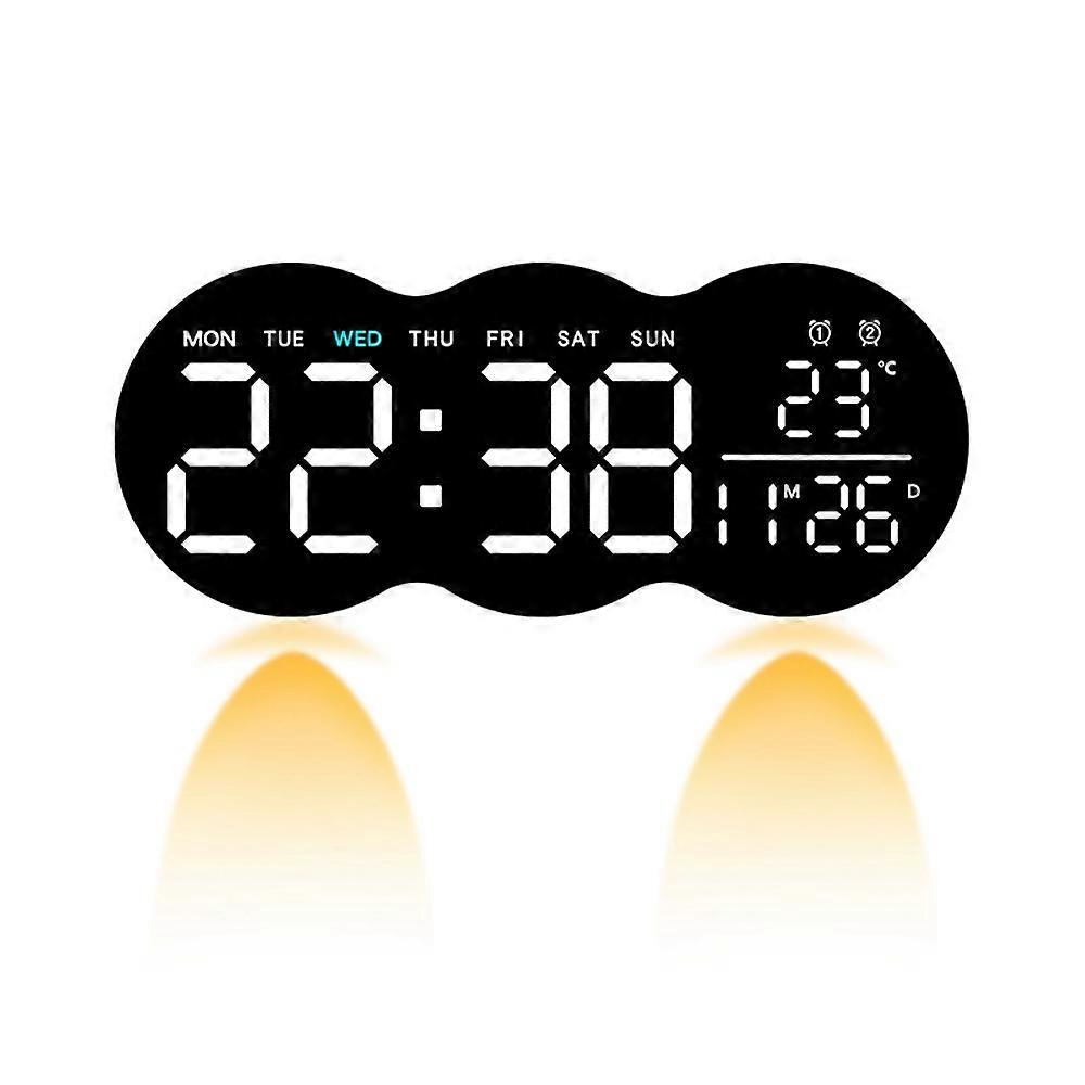 2808 Digital LED Wall Clock Living Room Multi-Function Temperature Date Display Alarm Clock with Lig