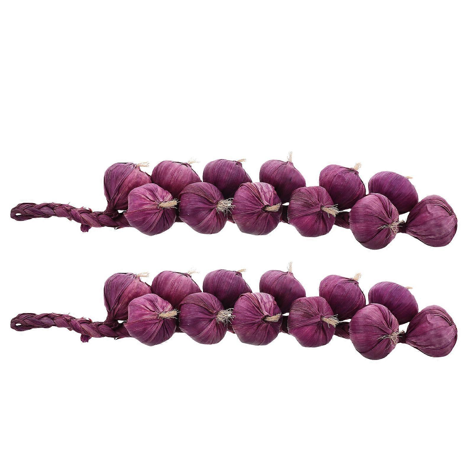 Purple Artificial Garlic String Fake Garlic String for Decoration 4Pcs