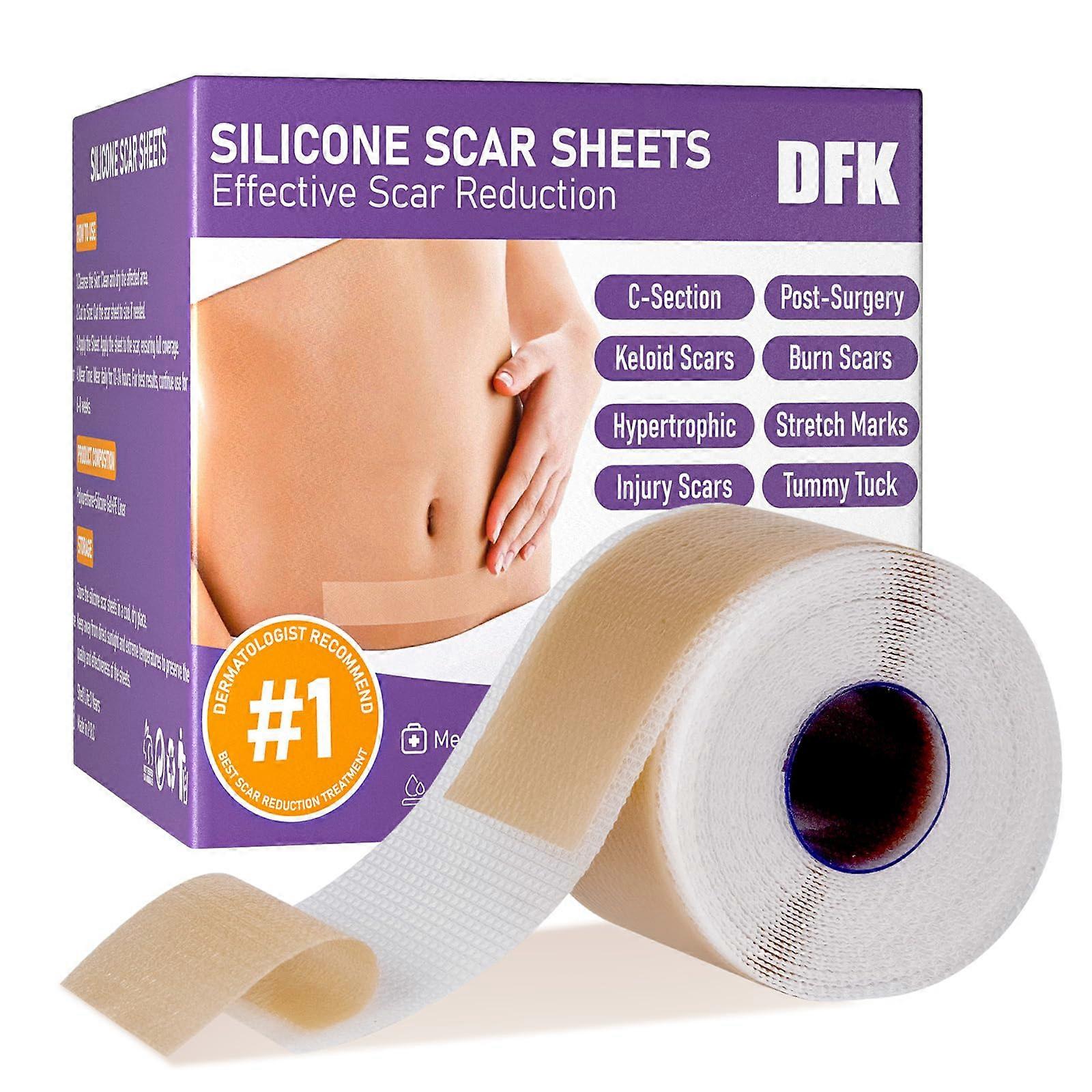 Silicone Scar Sheets and Tape for Surgical Scars, Keloid, CSection, Reusable Soft 5M Strips