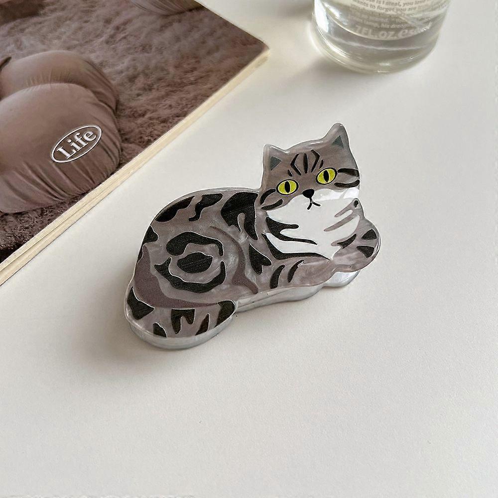 Acrylic Claw Hair Clips Cat Shape Gray 70x34mm
