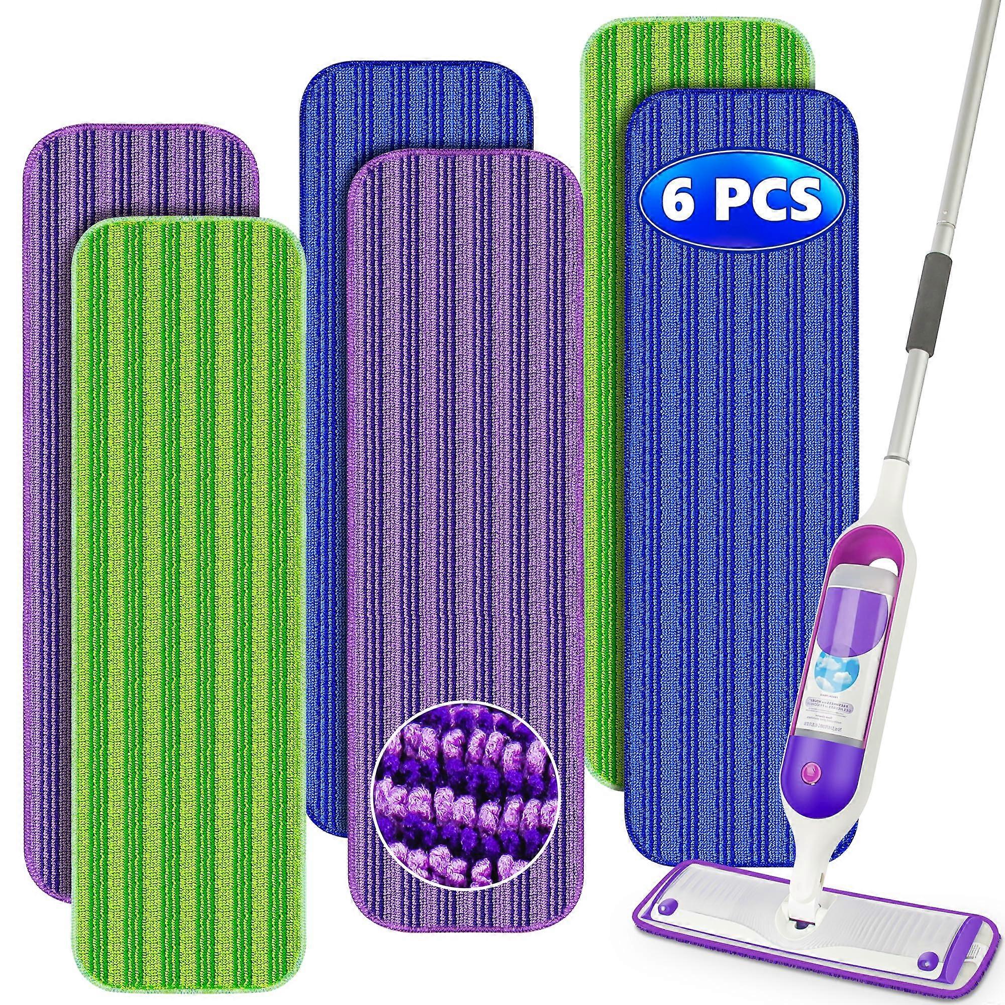 Reusable Washable Extra Thick Microfiber Pads Refills for Swiffer PowerMop, 6 Pack Multicolor