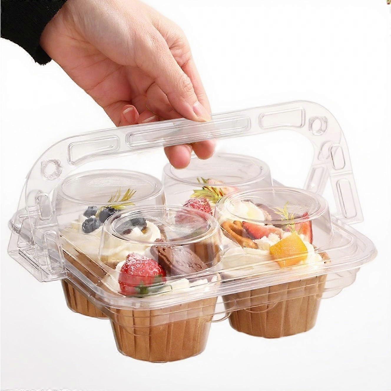60 Pack 4Cavity Cupcake Containers with Lids, Clear Stackable Muffin Boxes for Bakery and Parties