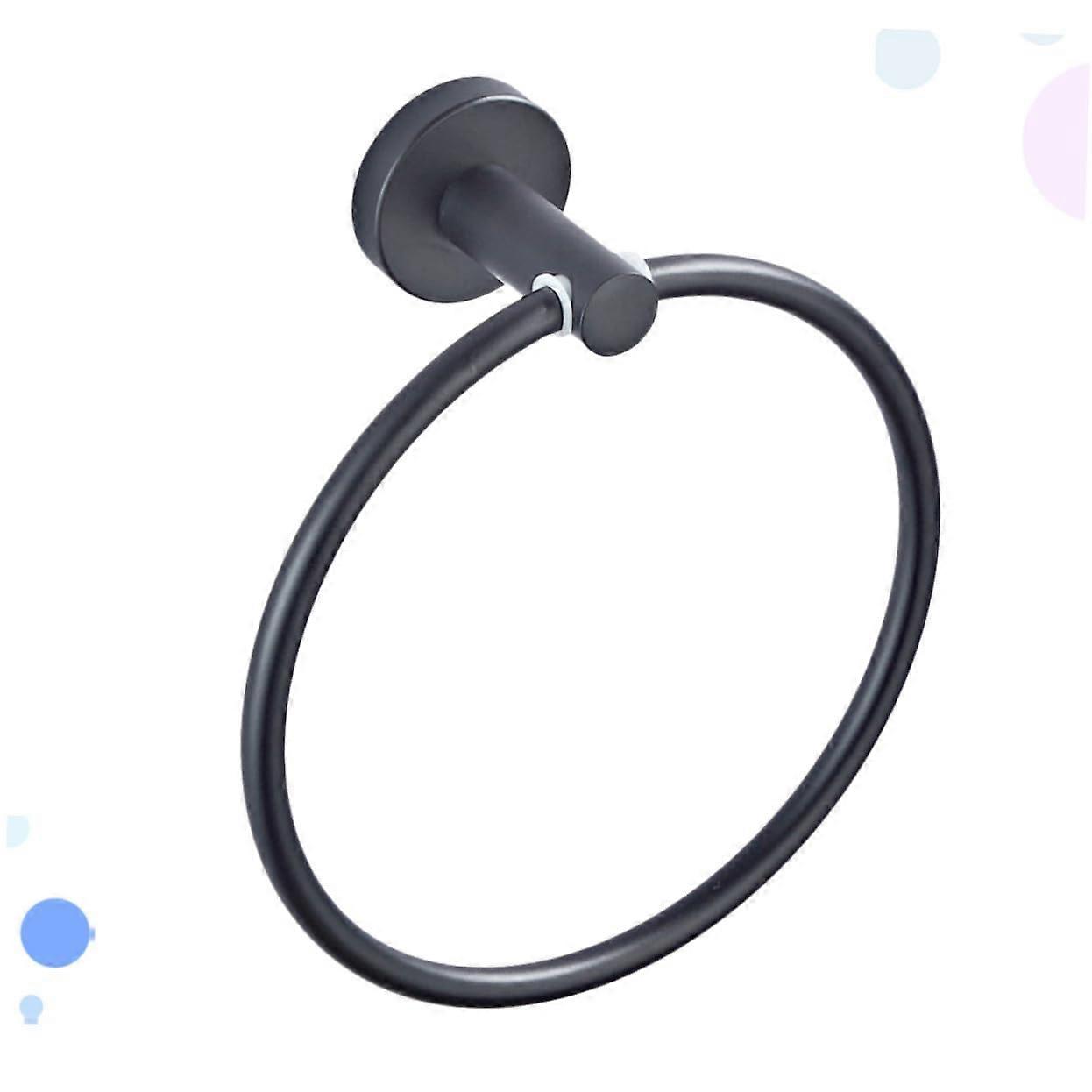 Wall Mounted Black Towel Ring Bathroom Holder Space Saving Modern Style Easy to Install