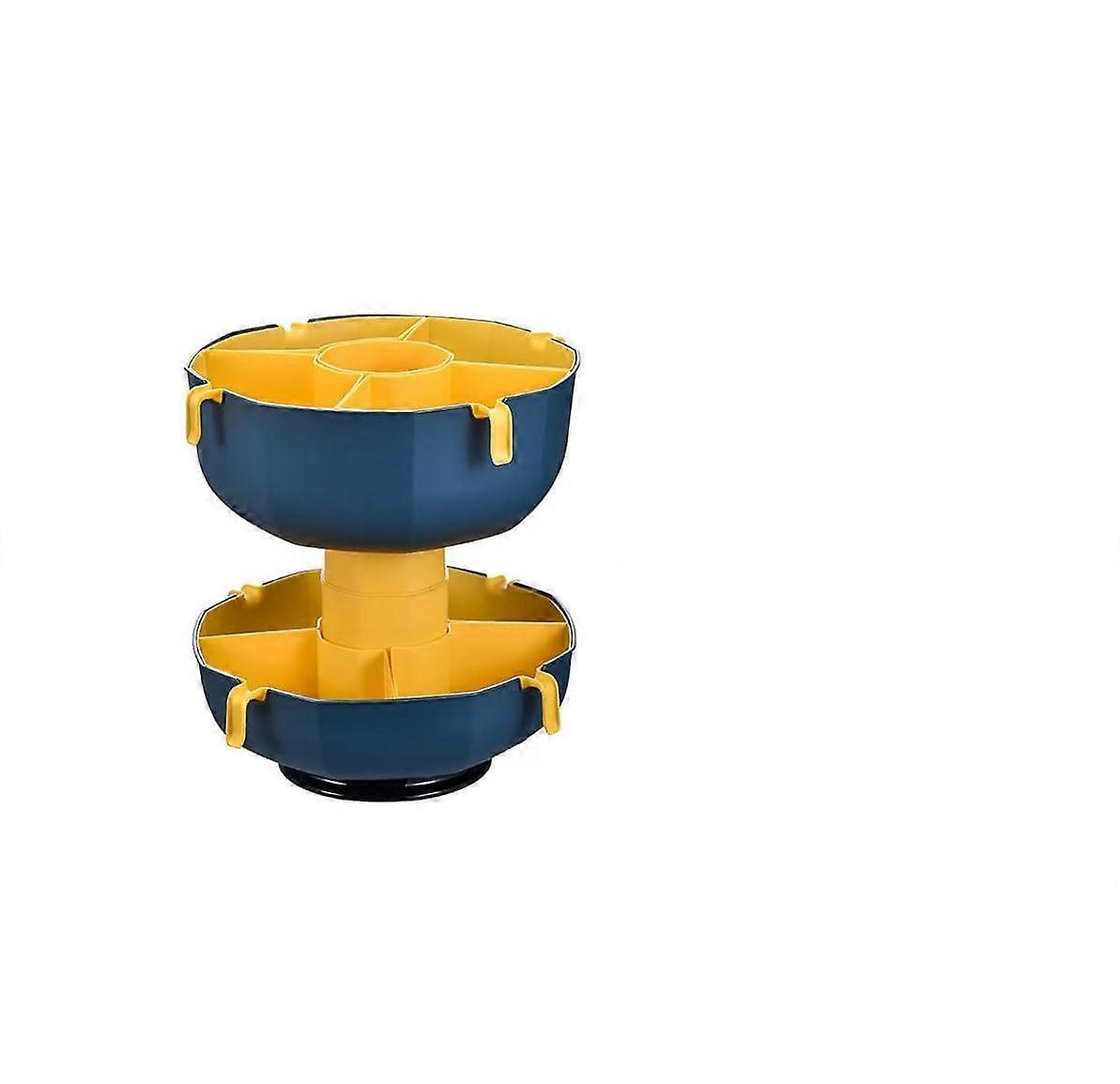 Hot Pot Tray with Rotating Vegetable Drain Basket, MultiLayer Storage, Easy Grip Handle