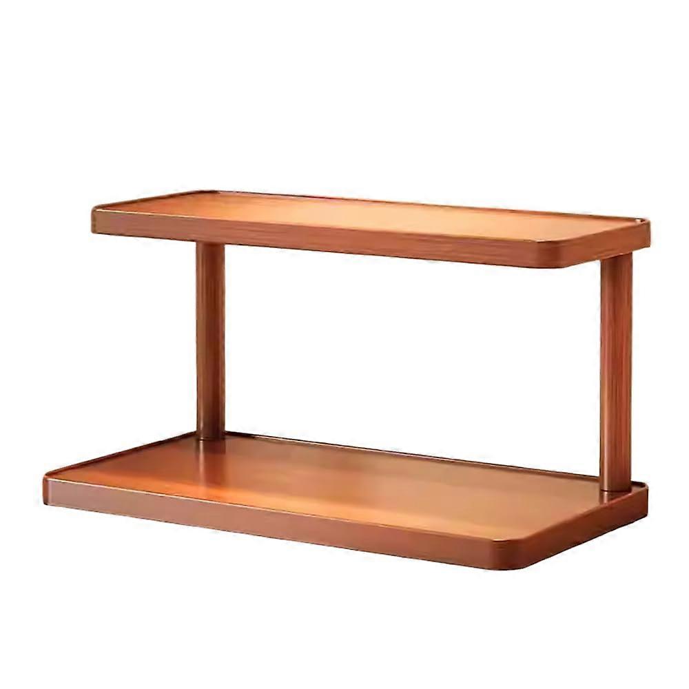 TwoTier Wooden Coffee Mug Rack with Compact Storage for Kitchen or Office Tabletop