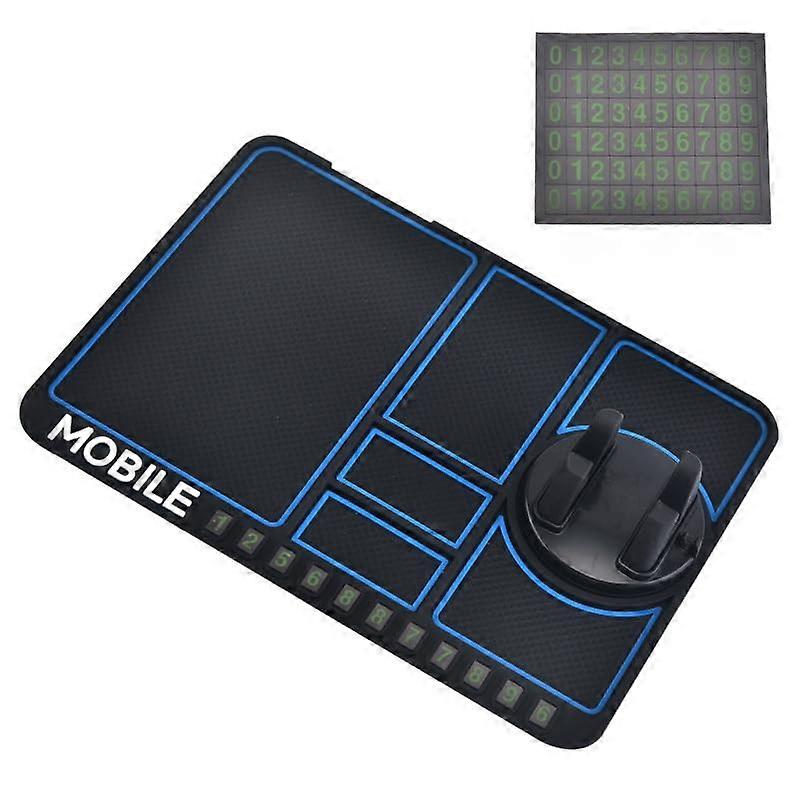 Car Phone Holder with Silicone AntiSlip Dashboard Mat, MultiFunction Storage and Secure Grip