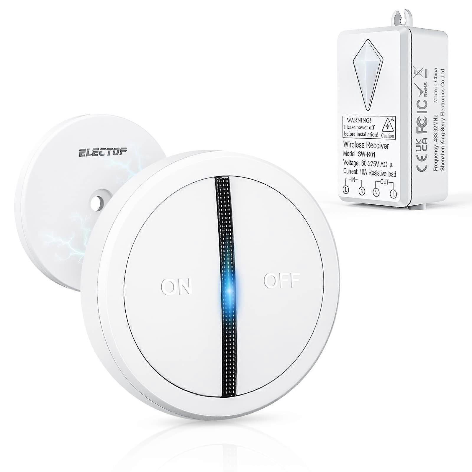 Wireless Light Switch Long Range Remote Control 1300ft No Wiring Magnetic Wall Mount for LED Lights