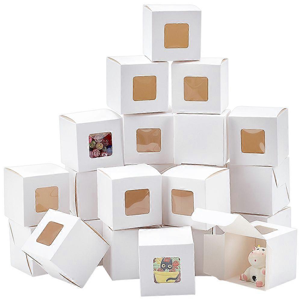 Cardboard Paper Packaging boxes with PVC Window Square White 5x5x5cm