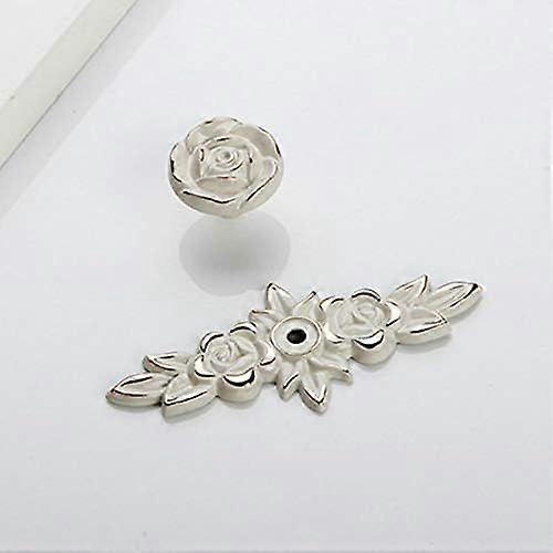 Cabinet Knobs with Backplate, Vintage Kitchen Zinc Alloy Flower Drawer Pull