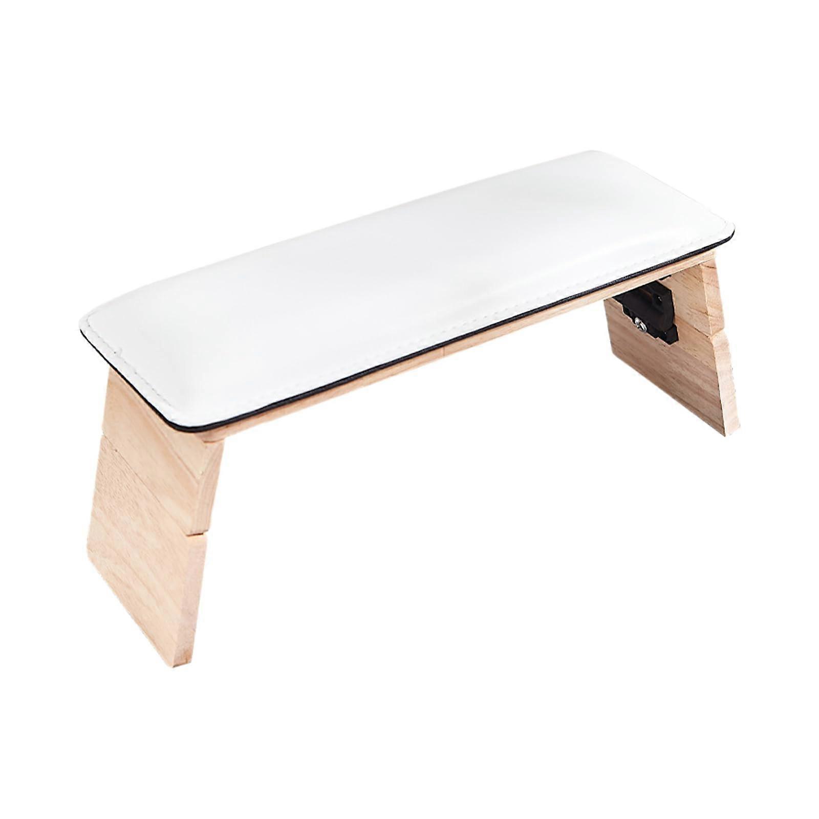 Manicure Arm Rest PU Leather Cushion with Comfortable Sponge Support and Foldable Wooden Bracket