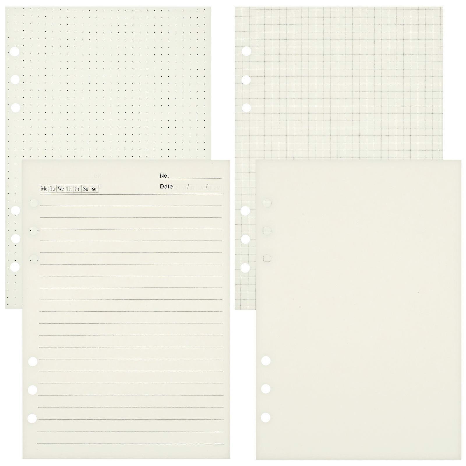 Binder Refills Paper A5 Planner Inserts Studying Note-taking 4Pcs
